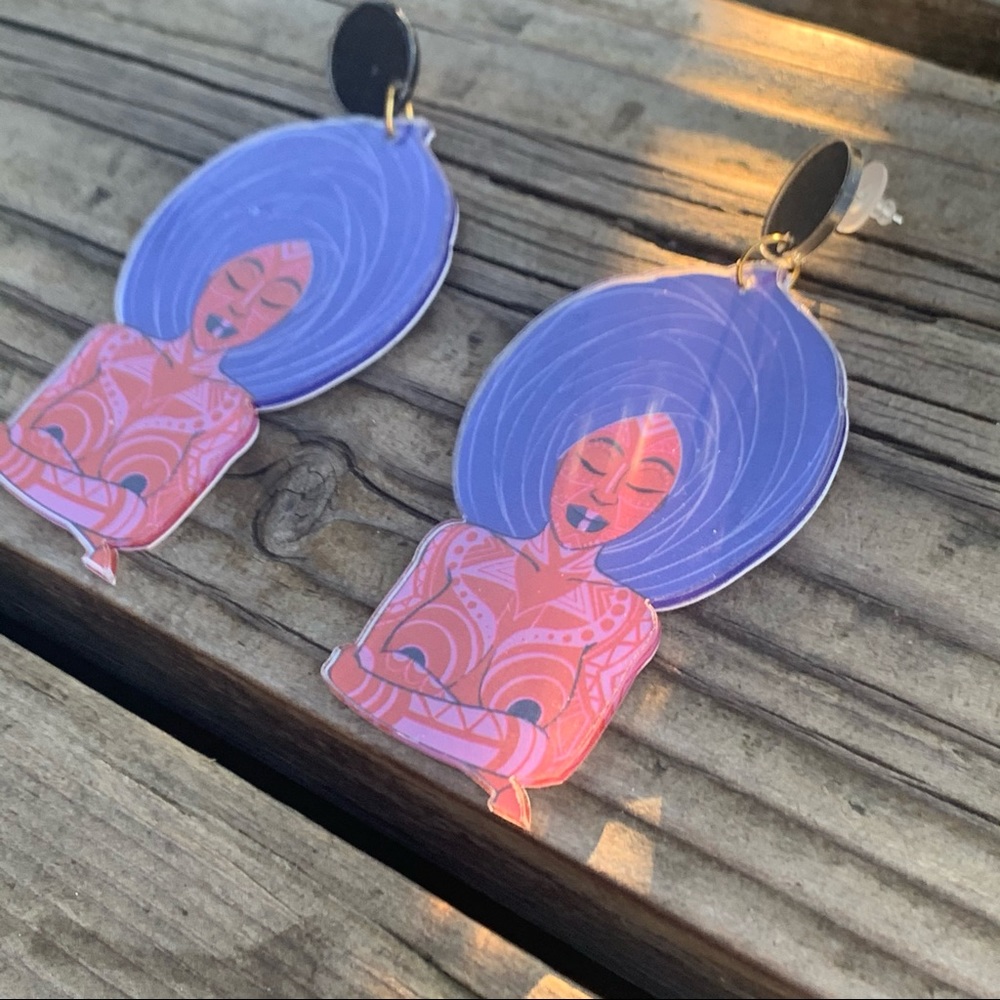 AFRICAN Acrylic Earrings With Gift Bag